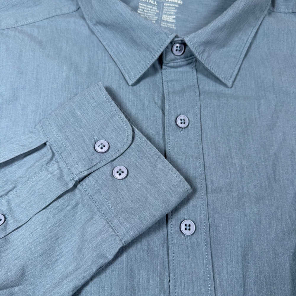 Fresh Clean Threads Button Down Mens XL Tall Blue Excellent Long Sleeve Shirt